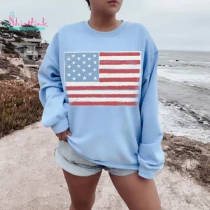 Classic American Flag Sweatshirt – Patriotic Crewneck for 4th of July & Year-Round Style