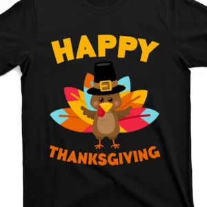 Men's Thanksgiving Turkey T-Shirt – Happy Day Graphic with Top Hat, Cotton Short Sleeve Holiday Tee