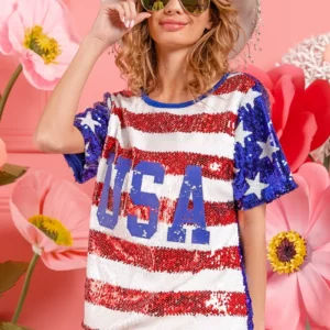 BiBi Glitter USA Pride Shirt